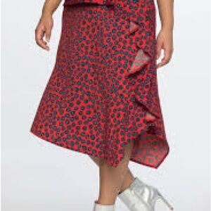 Eloquii Asymmetrical Red and Black Skirt